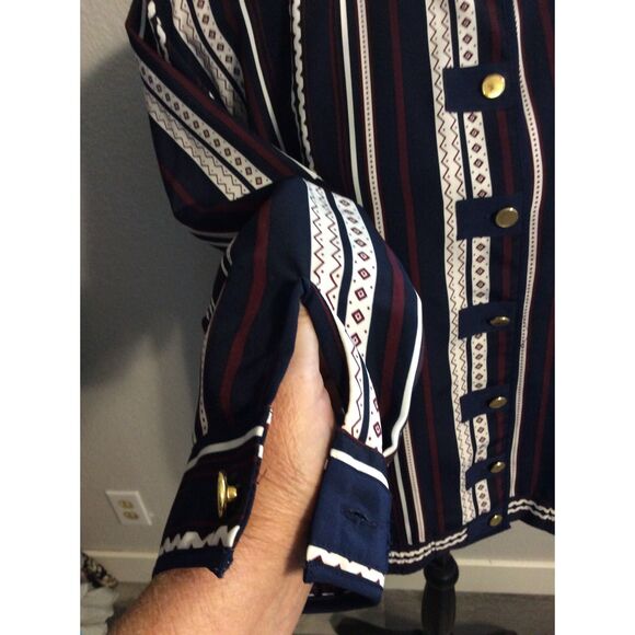 Vintage Size 10 Womens Button Front Striped Lined Blouse - Picture 5 of 9